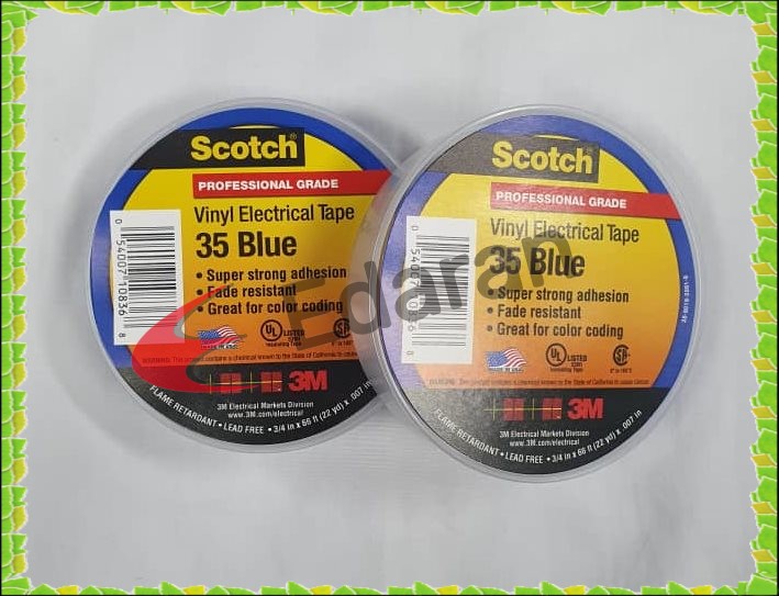 3M 35 Electrical Scotch Vinyl Electrical Color Coding Tape, Blue