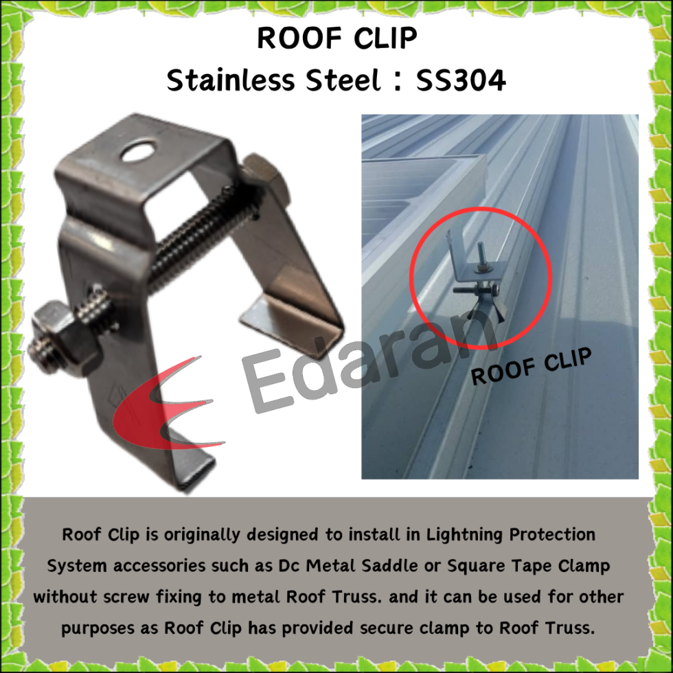 roof clip -ss304 stainless steel type (max clamp thickness : 35mm